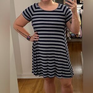 Blue and White Striped Swing Dress Small